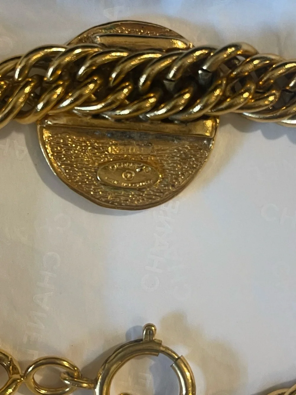 Chanel 24kt Gold plated Gold-Tone Coin Chain Necklace Vintage